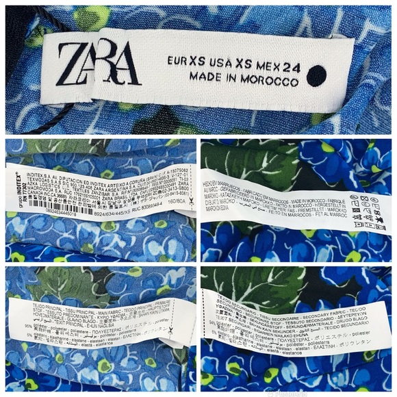 Zara NWOT Draped Blue and Green Printed Colour-blocked Long Sleeve Top, XS - Picture 16 of 16
